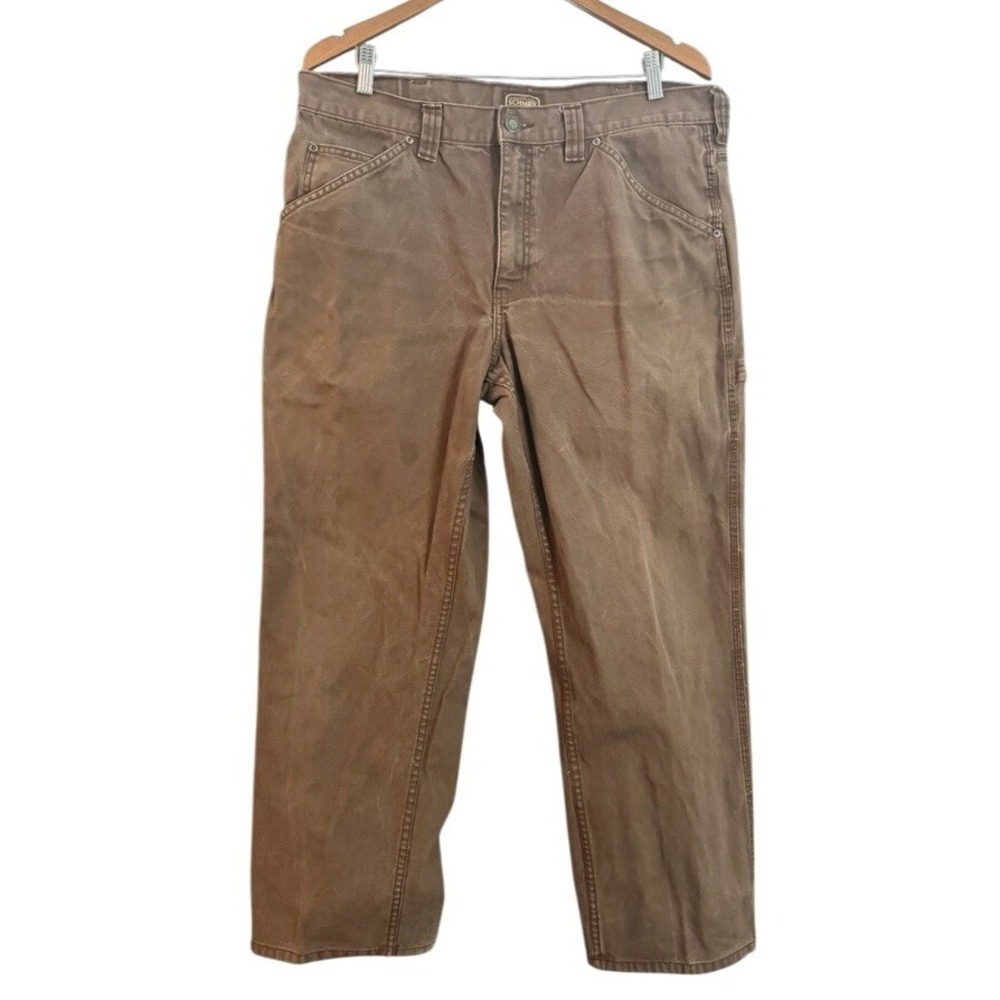 CE Schmidt Workwear Brown Canvas Carpenter Pants Men Size 36x30